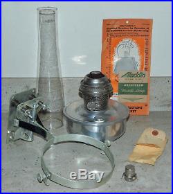 Vtg Aluminum Aladdin Model C Kerosene Caboose Mantle Lamp Wall Bracket & Chimney