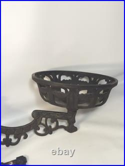 Vtg Antique Aladdin Oil lamp & Cast Iron Wall Mount diamond square glass Chimney