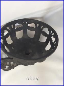 Vtg Antique Aladdin Oil lamp & Cast Iron Wall Mount diamond square glass Chimney