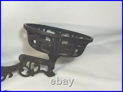 Vtg Antique Aladdin Oil lamp & Cast Iron Wall Mount diamond square glass Chimney