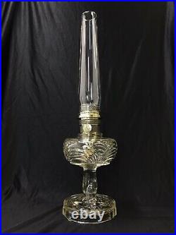 Vtg Antique Aladdin Washington Drape Glass Oil Lamp Model B55 B53 V-Foot, Honey