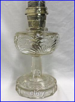 Vtg Antique Aladdin Washington Drape Glass Oil Lamp Model B55 B53 V-Foot, Honey