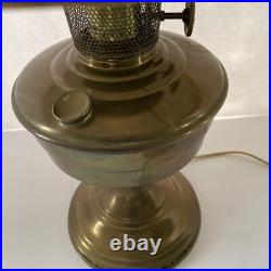 Vtg Antique Americana Shade Aladdin Electrified Oil Lamp With Aladdin Chimney #12