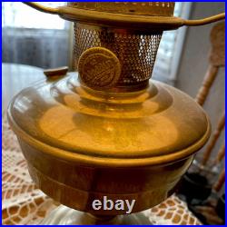 Vtg Antique Americana Shade Aladdin Electrified Oil Lamp With Aladdin Chimney #12