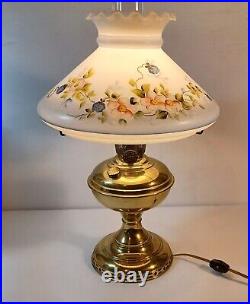 Vtg Electrified Aladdin Mantle Lamp Co #6 oil lamp w Hand Painted Glass Shade