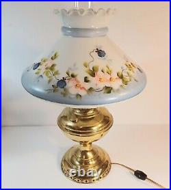 Vtg Electrified Aladdin Mantle Lamp Co #6 oil lamp w Hand Painted Glass Shade