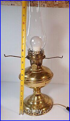 Vtg Electrified Aladdin Mantle Lamp Co #6 oil lamp w Hand Painted Glass Shade