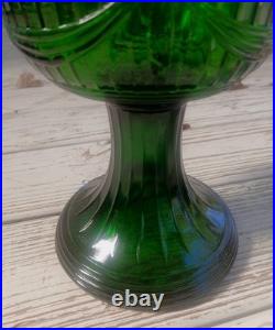 Vtg Emerald Green Lincon Drape Aladdin Oil/kerosine Lamp Model B Lts022