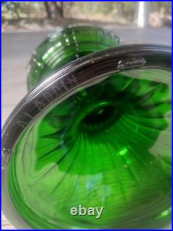 Vtg Emerald Green Lincon Drape Aladdin Oil/kerosine Lamp Model B Lts022