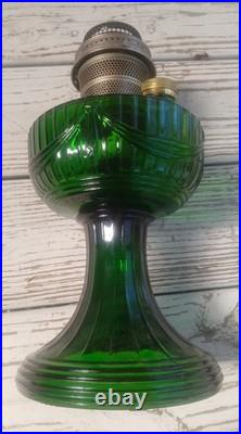 Vtg Emerald Green Lincon Drape Aladdin Oil/kerosine Lamp Model B Lts022