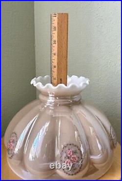 Vtg GWTW 10 Fitter Iridescent Glass Hurricane Melon Lamp Shade Quoizel