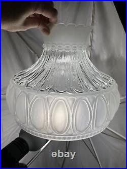 Vtg Glass Oil Lamp Shade 10 Fits Aladdin Coleman Rayo Kerosene Frosted & Clear