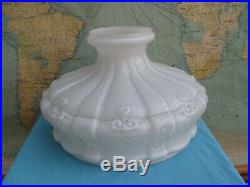 Vtg Old 10 White Moulded Crown Type Glass Kerosene Aladdin Oil Lamp Light Shade