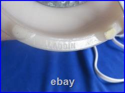 Vtg Pair Aladdin Alacite Green & White Tall Cylindrical Table Lamps 26 1/2 3way