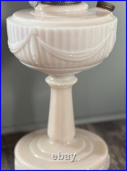 Vtg Pink Alacite Glass Aladdin Lincoln Drape Oil Lamp No Shade Type Model B