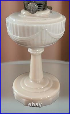 Vtg Pink Alacite Glass Aladdin Lincoln Drape Oil Lamp No Shade Type Model B