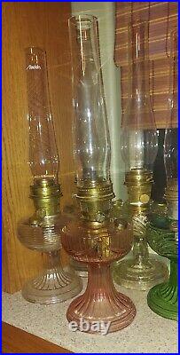Vtg Pink Aladdin LINCOLN DRAPE Oil Lamp & Chimney
