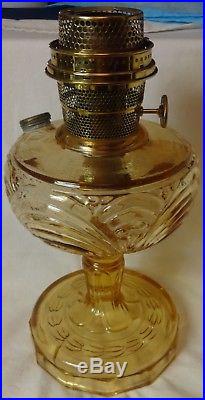 Washington Drape Filigree Stem Amber Oil Lamp Aladdin Mantle Lamp Company