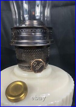 White Alacite Tall Lincoln Drape Aladdin Oil Lamp, Model B-75 Circa 1940-1949