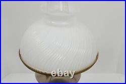 White Milk Glass Swirl Aladdin Hurricane Kerosene Oil Lamp Complete Unconverted